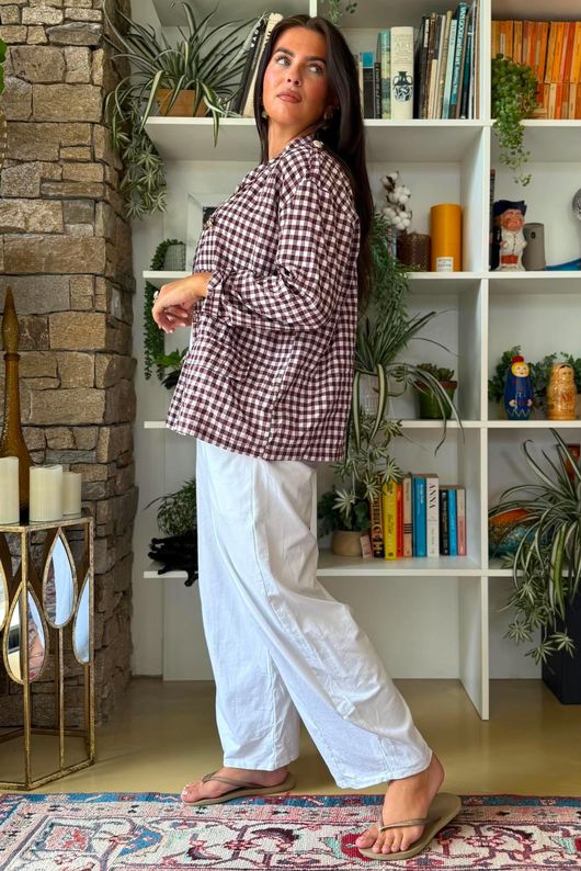 Nonni Gingam Napoleon Jacket Aubergine